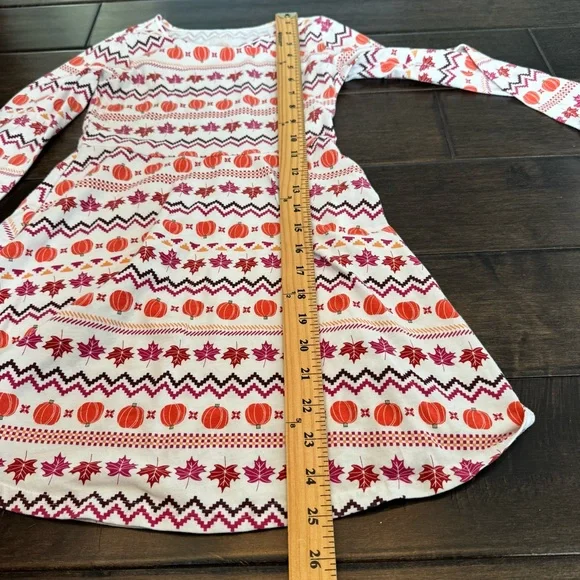 💜3/$15 Children’s Place Pumpkin & Leaf Print Long-Sleeve Dress Girls’ M(7/8) - Picture 6 of 7
